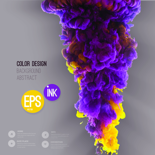 Colorful ink cloud background vector material 04