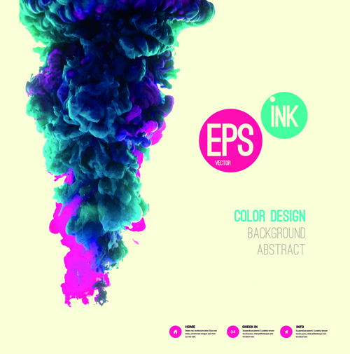 Colorful ink cloud background vector material 05