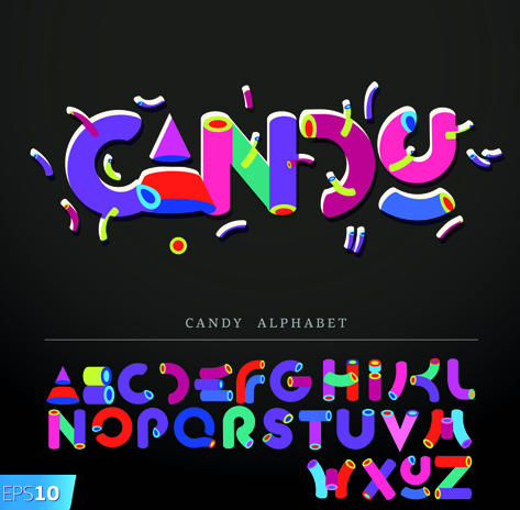 Funny Alphabet with creative font design vector 01