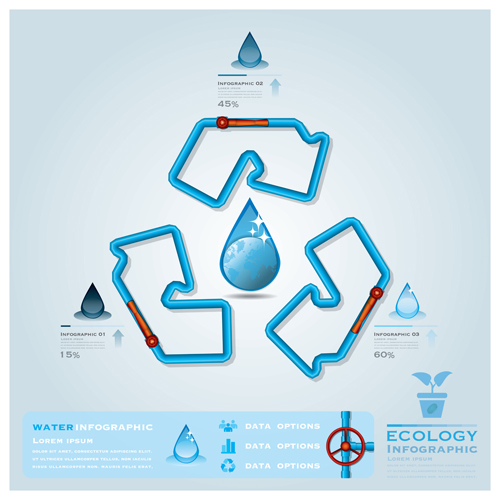 ecology water infographics vector 04 Creative ecology water infographics vector 04