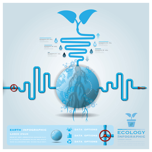 ecology water infographics vector 06 Creative ecology water infographics vector 06