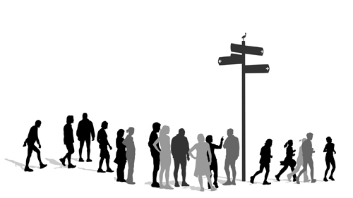 Creative people silhouettes design vector set 03