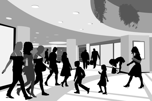 Creative people silhouettes design vector set 04