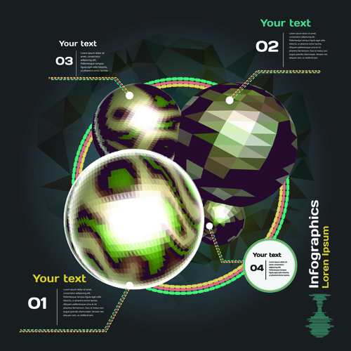 Dark style infographic with diagrams vectors 10