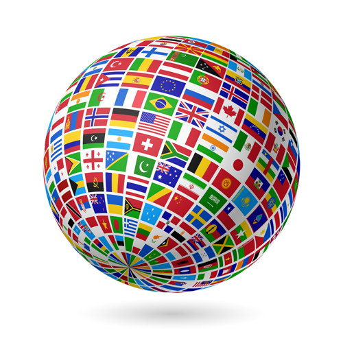 Earth and world flags vector graphics