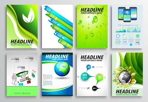 Ecology flyer and cover brochure vectors 02