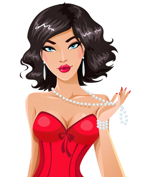 Elegant and gorgeous woman vector material 06