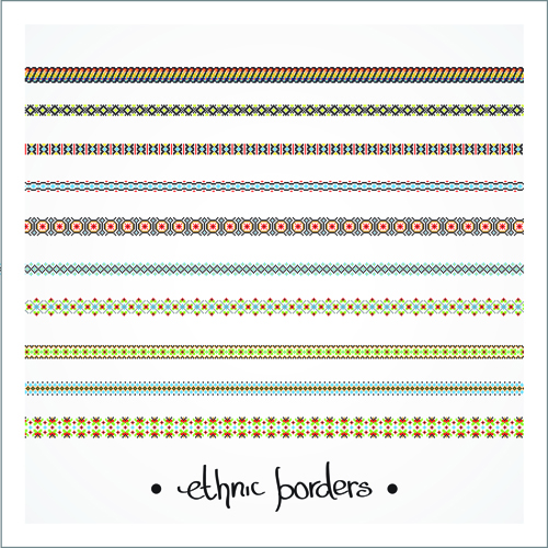 Elegant ethnic seamless borders 01 vector