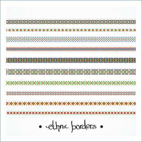 Elegant ethnic seamless borders 02 vector