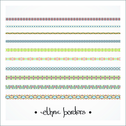 Elegant ethnic seamless borders 03 vector