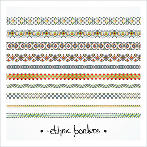 Elegant ethnic seamless borders 05 vector