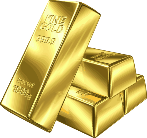 Fine Gold bullion design vector set 01