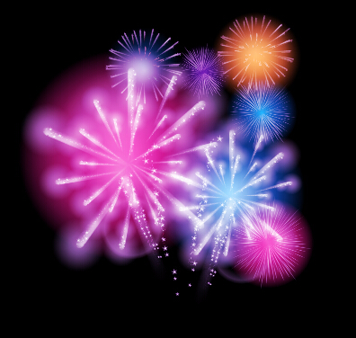 Fireworks salute colored background vector 01