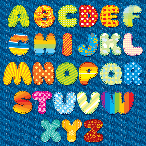 Floral fabric alphabet vector