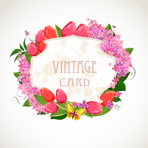 wer frames labels card vector set 01 Flower frames labels card vector set 01