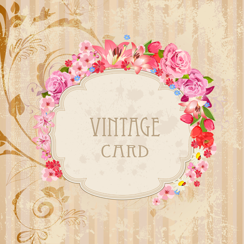 wer frames labels card vector set 02 Flower frames labels card vector set 02