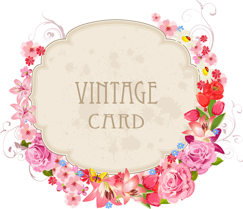 wer frames labels card vector set 03 Flower frames labels card vector set 03