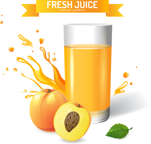 Fresh peach juice creative design vector