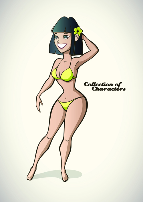 Funny Cartoon people elements vector graphics 03