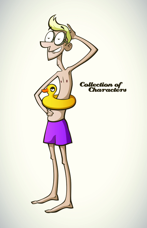 Funny Cartoon people elements vector graphics 05