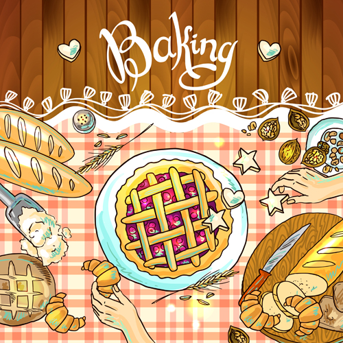 Hand drawn food vintage background art 03