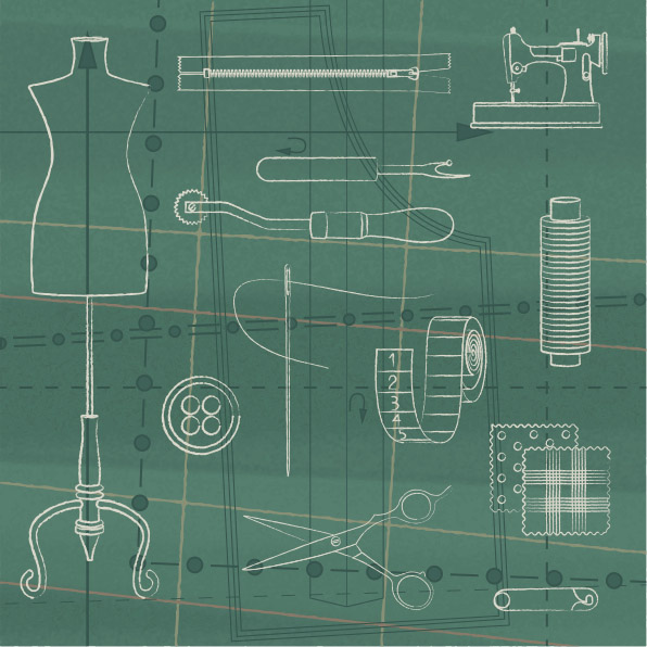 Hand drawn tailoring design vector