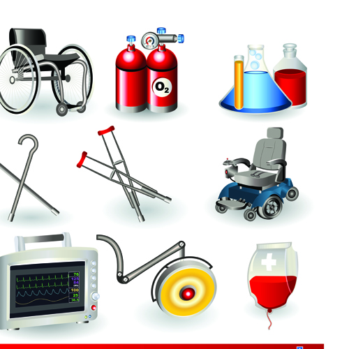 Set of Medicine elements icons vector 04