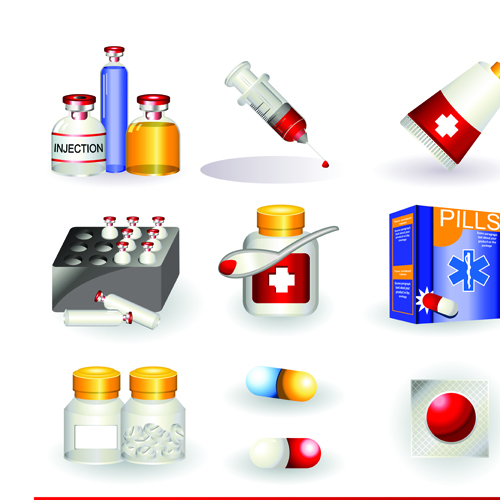 Set of Medicine elements icons vector 05