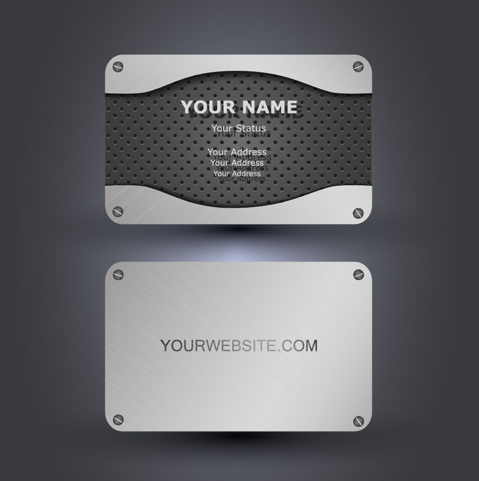 Metallic style business cards vectors 02