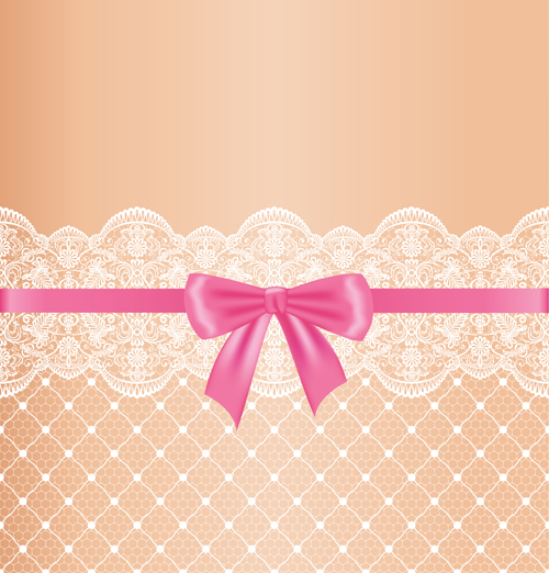 Ornate bow with lace background vector 03