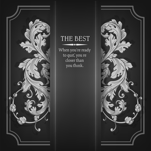 Ornate floral with dark background vector 02
