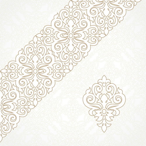 Ornate oriental floral pattern vector background 03