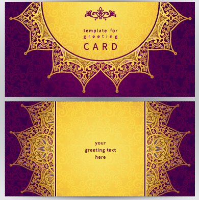 purple ornate greeting golden cards 
