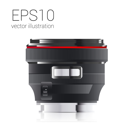 Realistic camera lens vector design set 01