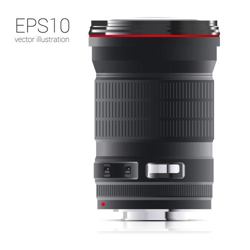 Realistic camera lens vector design set 03