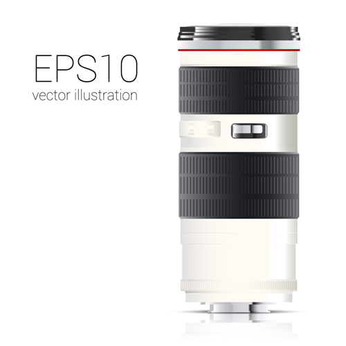 Realistic camera lens vector design set 04