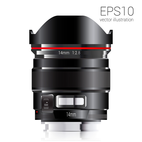 Realistic camera lens vector design set 05