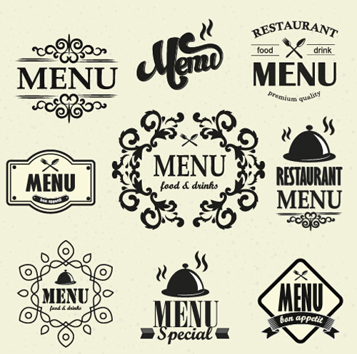 vintage restaurant menu labels design 