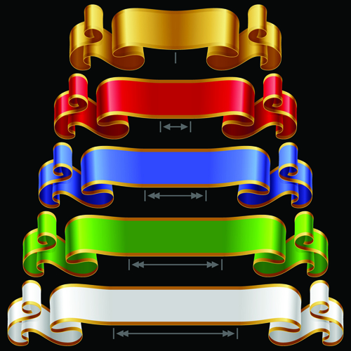 Colored ribbons design vector 05
