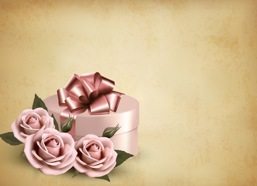 Roses and Vintage background vector 08
