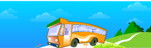 Sightseeing bus and lovely views vector
