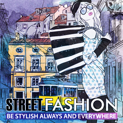 Street stylish everywhere hand drawing background vector 09
