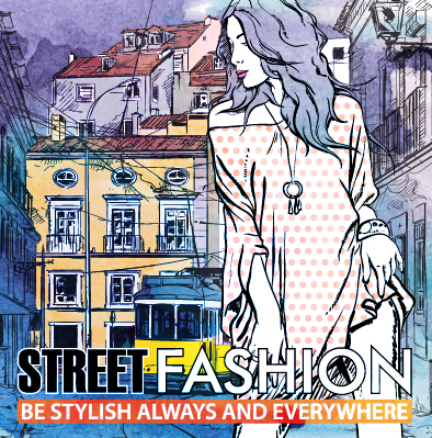 Street stylish everywhere hand drawing background vector 10