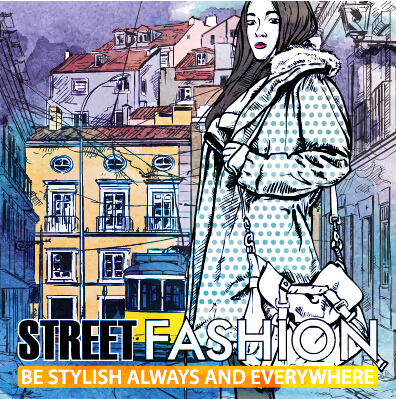 Street stylish everywhere hand drawing background vector 14