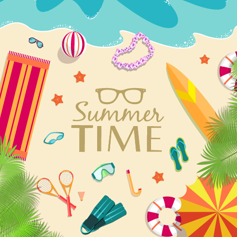 el elements set vector background 01 Summer travel elements set vector background 01