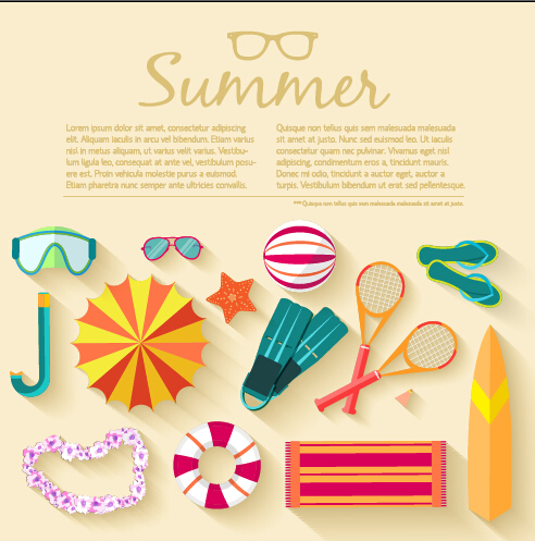 el elements set vector background 02 Summer travel elements set vector background 02