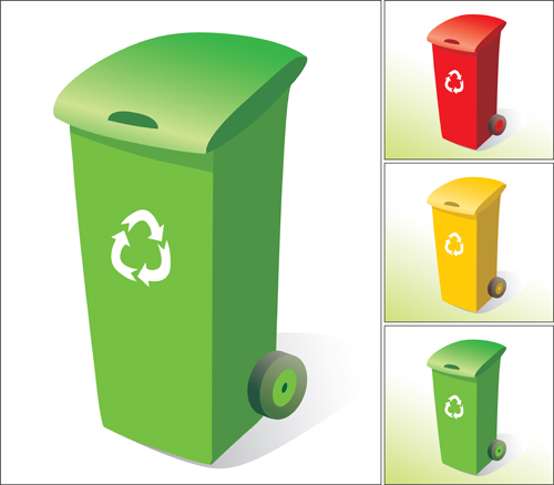 Colorful trash can vector 05