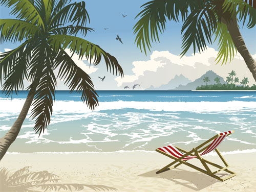 Elements of Tropical Beach background vector art 02