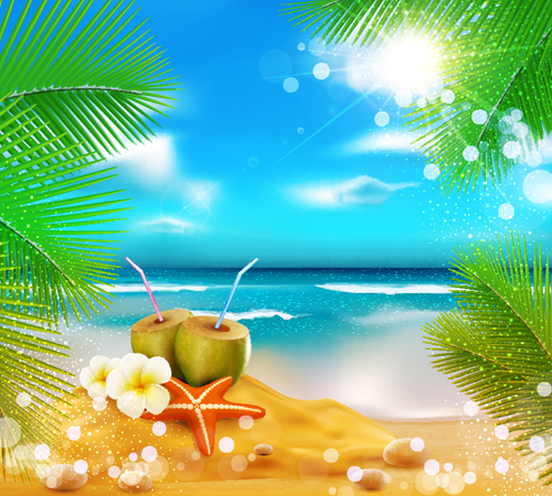 Elements of Tropical Beach background vector art 05