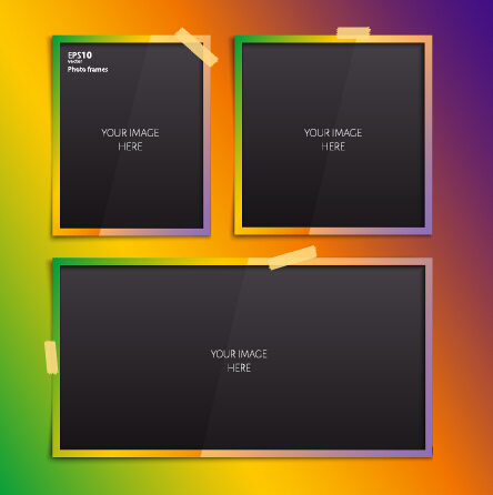 Vector empty photo frames design material 06
